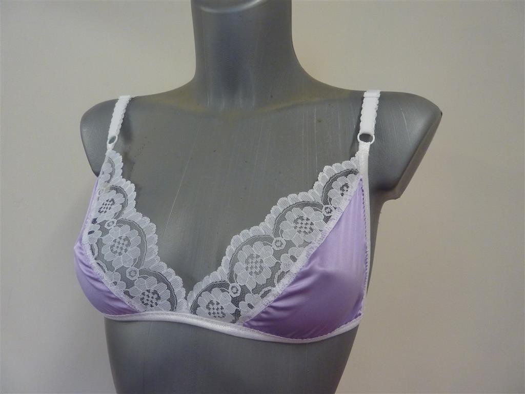 Lilac Satin and Lace Bra